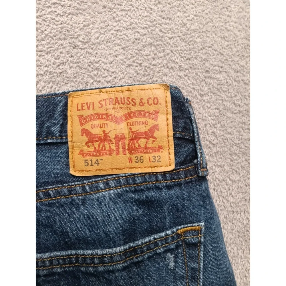 Levi's 514 Straight Fit Men's W36 L32‎ Blue Denim Jeans Made in Mexico